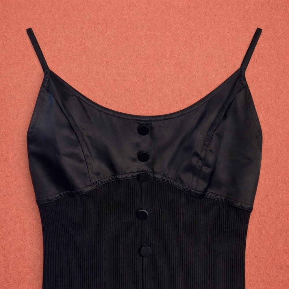 Fab - Vintage Betsey Johnson Black Fitted Ribbed Maxi w/Matching Tux Jacket - Picture 7 of 11